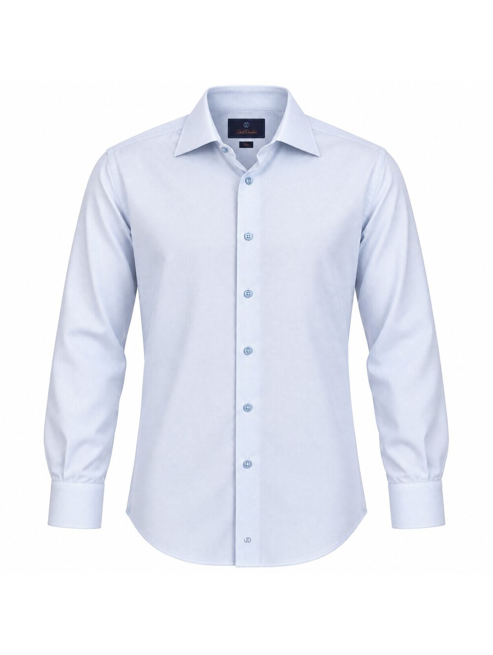 David Donahue Trim Fit Blue Micro Dobby Shirt 16.5 32/33 Quiet Luxury